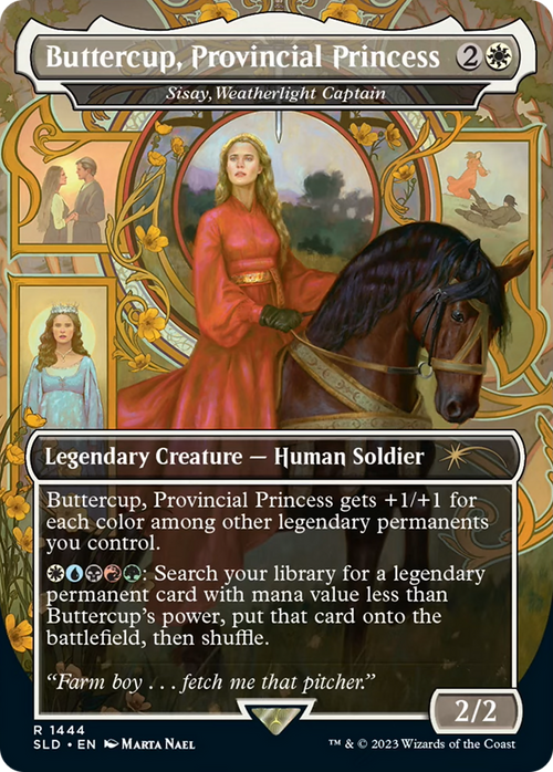 Buttercup, Provincial Princess - Sisay, Weatherlight Captain (SLD-1444) - Secret Lair Drop / Buttercup, Provincial Princess (Borderless) Foil