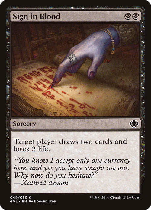 Sign in Blood (DD3-) - Duel Decks Anthology: Garruk vs. Liliana