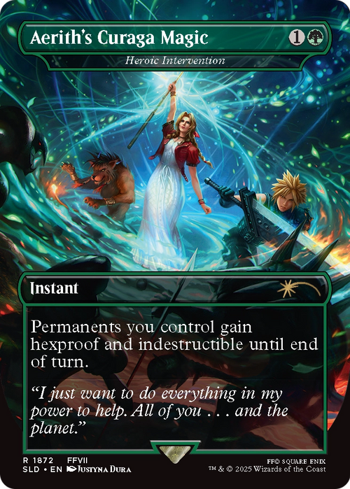 Aerith's Curaga Magic - Heroic Intervention (SLD-1872) - Secret Lair Drop / Aerith's Curaga Magic (Borderless)