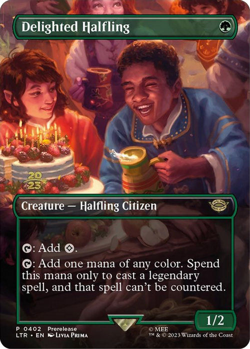 Delighted Halfling (0402) (PRE-402) - Tales of Middle-earth Promos (Borderless) Foil