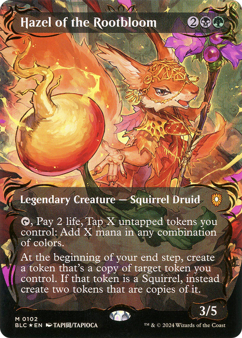 Hazel of the Rootbloom (Borderless) (Raised Foil) (BLC-102) - Bloomburrow Commander Foil
