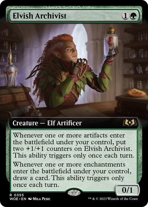 Elvish Archivist (Extended Art) (WOE-355) - Wilds of Eldraine: (Extended Art) Foil