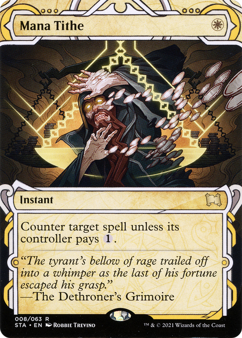 Mana Tithe (STA-008) - Strixhaven Mystical Archive: (Showcase) (Borderless) Etched Foil