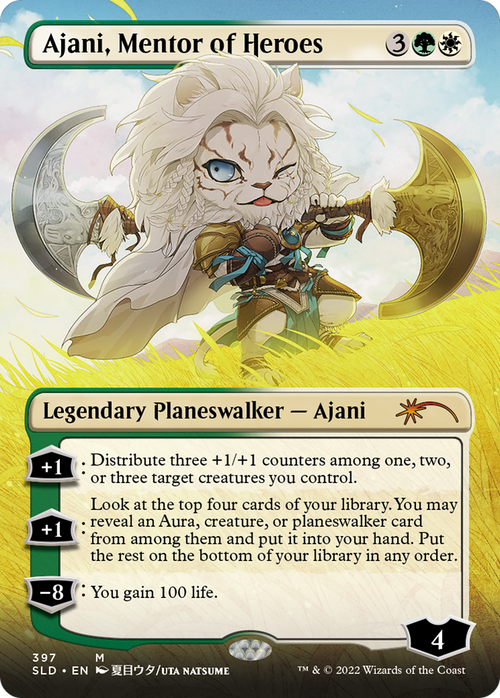Ajani, Mentor of Heroes (Borderless) (SLD-397) - Secret Lair Drop