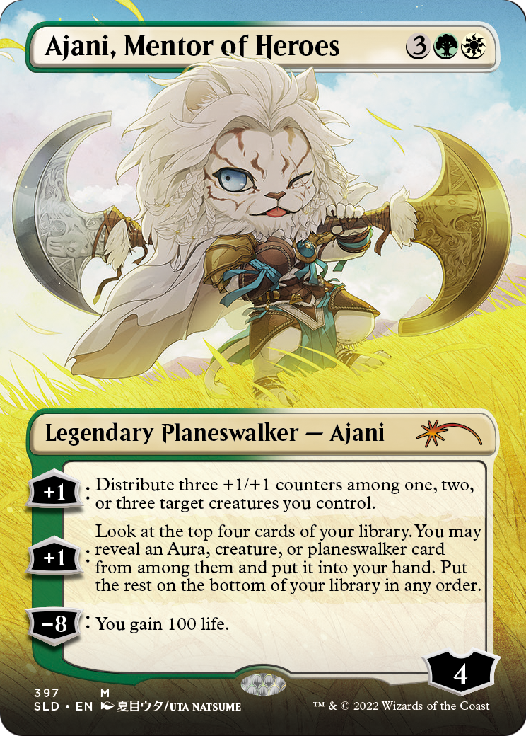 Ajani, Mentor of Heroes (Borderless) (SLD-397) - Secret Lair Drop