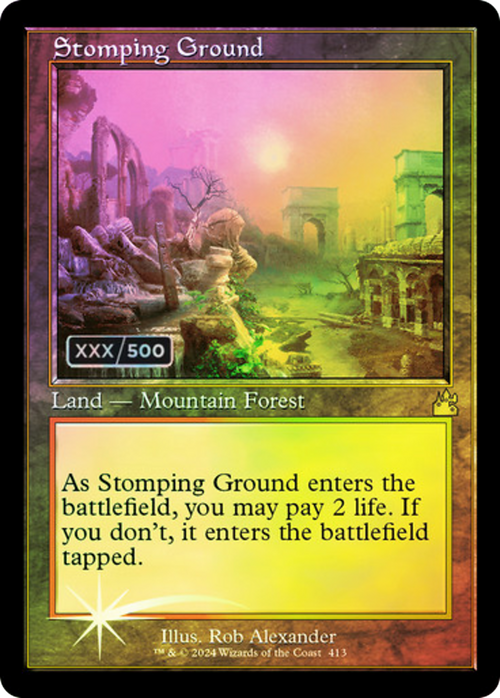 Stomping Ground (Retro Frame) (Serial Numbered) (RVR-413) - Ravnica Remastered Foil