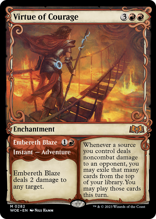 Virtue of Courage (Showcase) (WOE-282) - Wilds of Eldraine: (Showcase) Foil