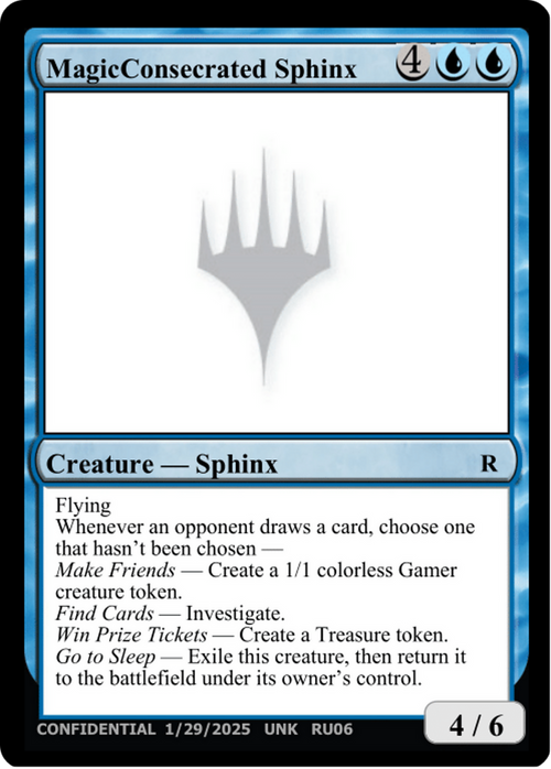 MagicConsecrated Sphinx (UNK-RU06A) - Un-Known Event Playtest Cards