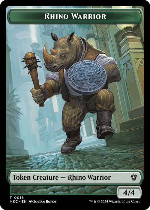 Rhino Warrior (TMKC-018) - Murders at Karlov Manor Commander Tokens