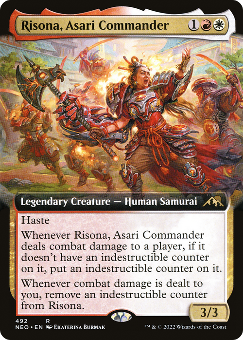 Risona, Asari Commander (Extended Art) (NEO-492) - Kamigawa: Neon Dynasty: (Extended Art)