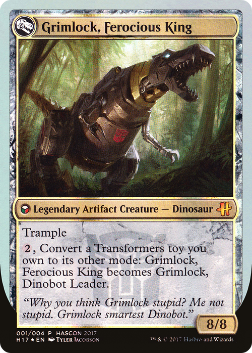 Grimlock, Dinobot Leader // Grimlock, Ferocious King (MEDIA-001) - HasCon 2017 Foil