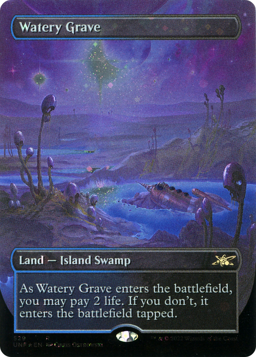 Watery Grave (Borderless) (Galaxy Foil) (UNF-529) - Unfinity Foil