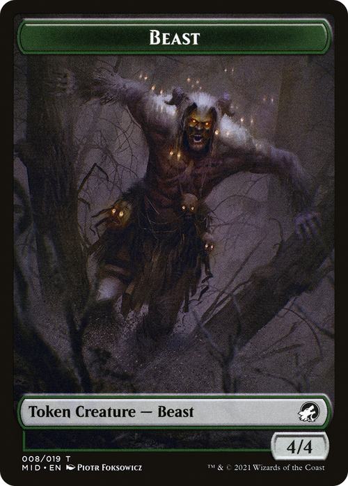 Beast (TMID-008) - Innistrad: Midnight Hunt Tokens Foil