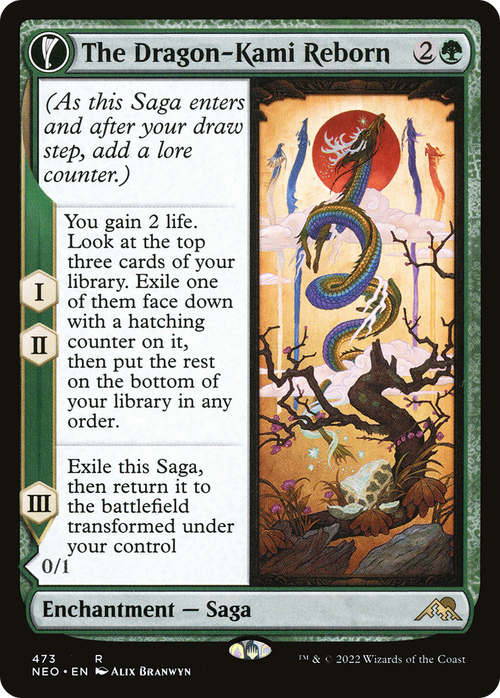 The Dragon-Kami Reborn (Extended Art) (NEO-473) - Kamigawa: Neon Dynasty: (Extended Art, fandfc, enchantment) Foil
