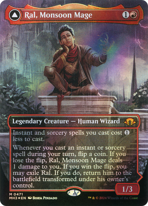 Ral, Monsoon Mage (Borderless) (Textured Foil) (MH3-471) - Modern Horizons 3 Foil
