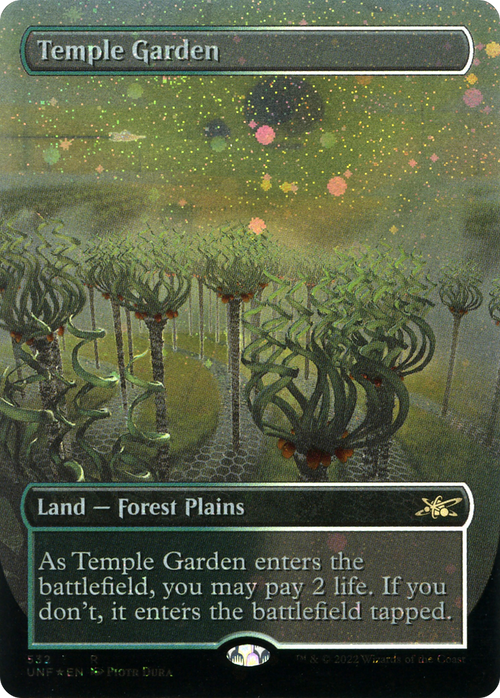 Temple Garden (Borderless) (Galaxy Foil) (UNF-532) - Unfinity Foil