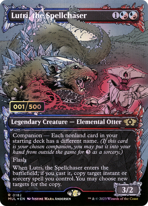 Lutri, the Spellchaser (Serial Numbered) (MUL-182) - Multiverse Legends: (Showcase) (Borderless) Foil