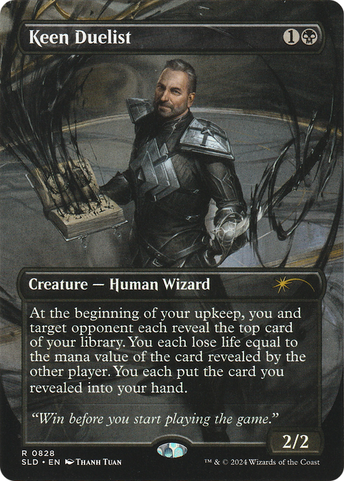 Keen Duelist (Rainbow Foil) (SLD-828) - Secret Lair Drop (Borderless) Foil
