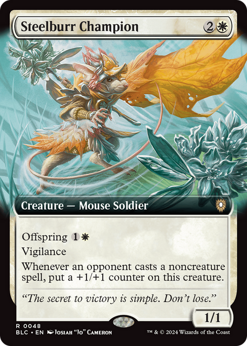 Steelburr Champion (Extended Art) (BLC-048) - Bloomburrow Commander: (Extended Art)
