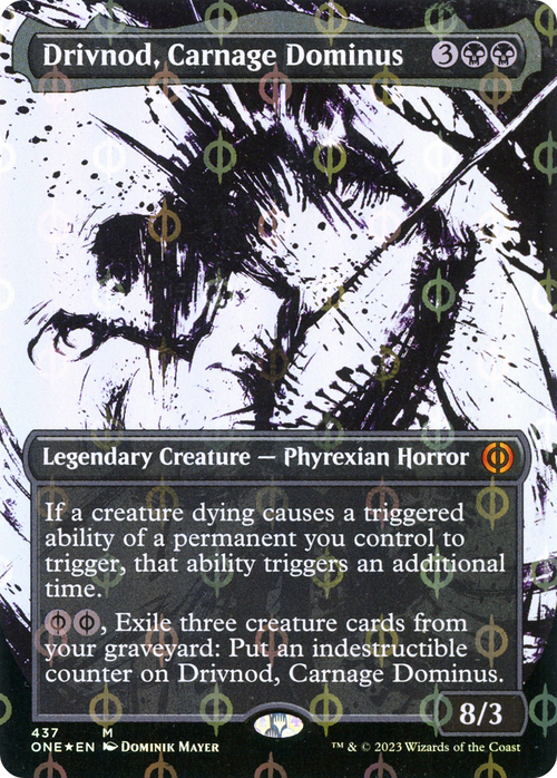 Drivnod, Carnage Dominus (Showcase) (Step-and-Compleat Foil) (ONE-437) - Phyrexia: All Will Be One: (Showcase) (Borderless) Foil