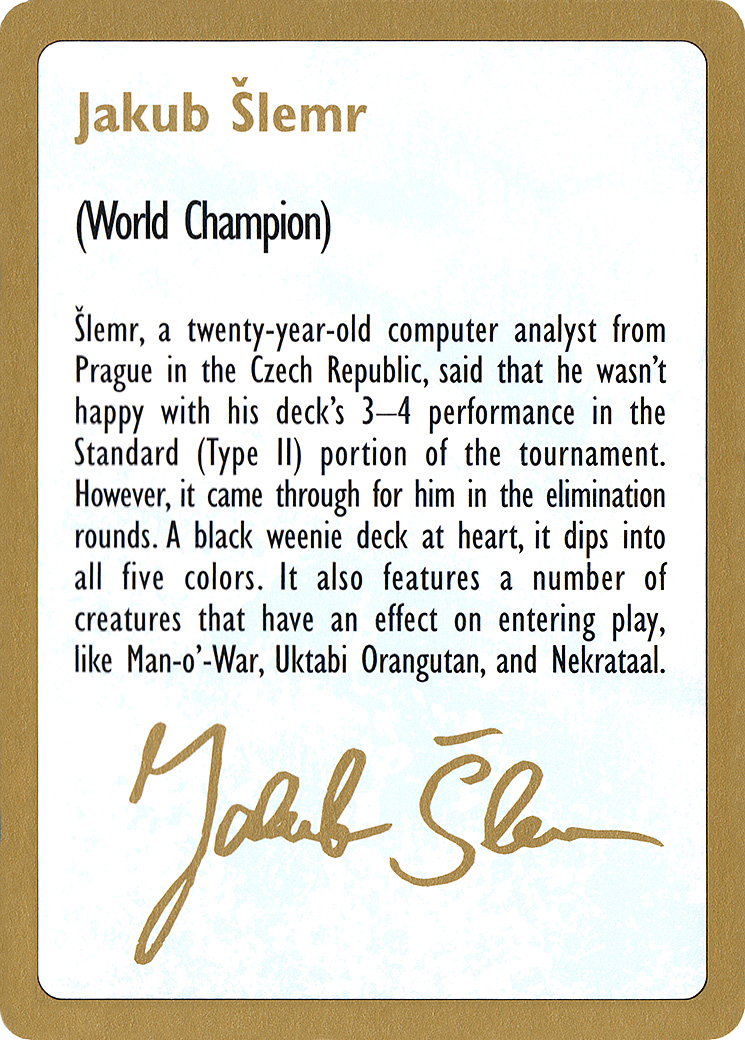 1997 Jakub Slemr Biography Card (WCD-) - World Championship Decks 1997