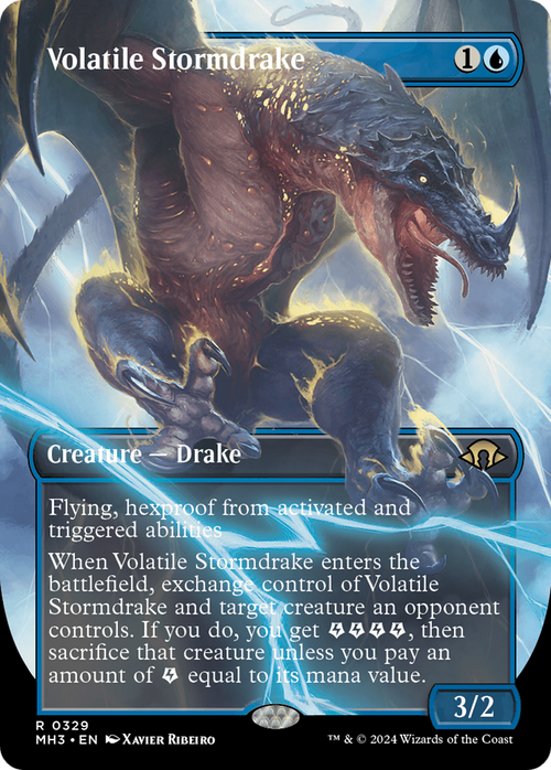 Volatile Stormdrake (Borderless) (MH3-329) - Modern Horizons 3 Foil