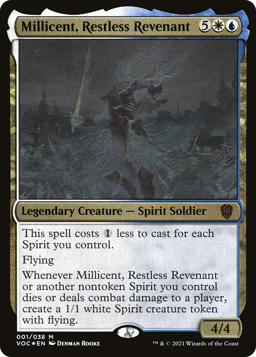 Millicent, Restless Revenant (Display Commander) - Thick Stock (VOC-001) - Crimson Vow Commander Display Commanders Foil