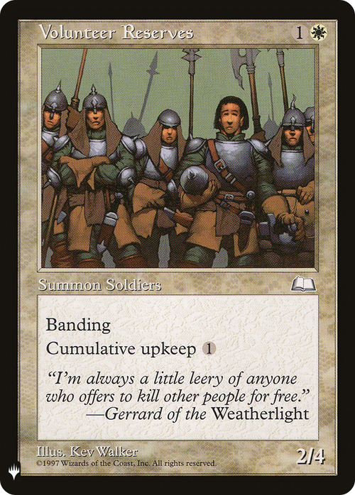 Volunteer Reserves (LIST-WTH-29) - The List