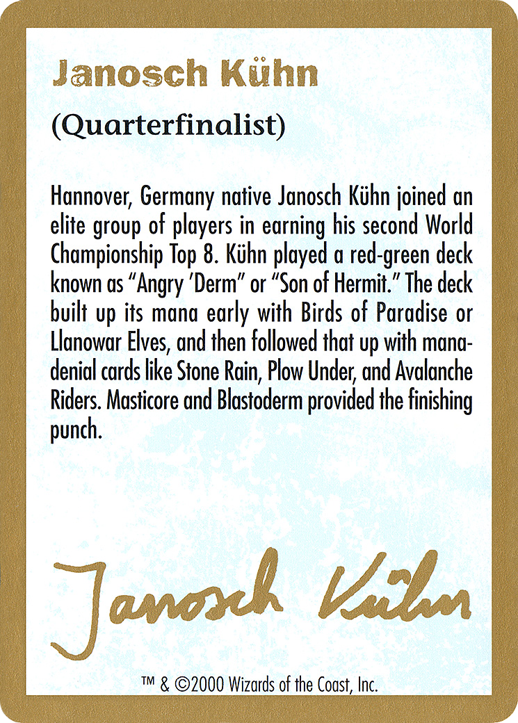 2000 Janosch Kuhn Biography Card (WCD-) - World Championship Decks 2000