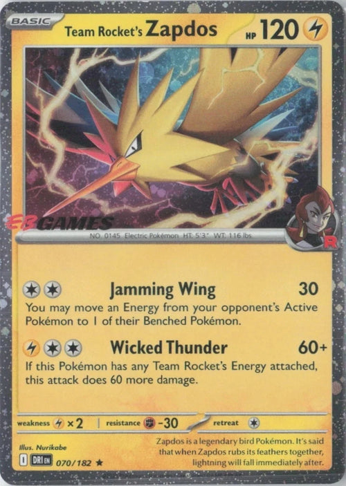 Team Rocket's Zapdos (EB Games Exclusive) 070  - Holofoil Miscellaneous Cards & Products - Promo