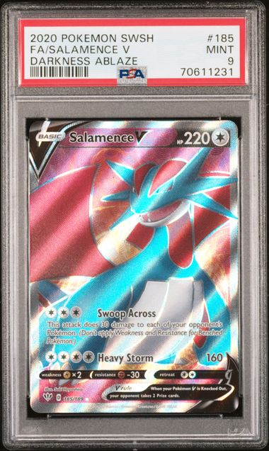 Pokemon Sword & Shield Darkness Ablaze #185 Salamence V Full Art PSA 9